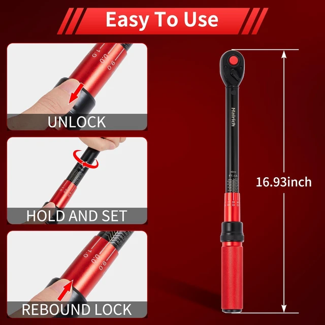 Alt view image 4 of 5 - torque wrench 1/2, 10-170ft.lb/13.6-230Nm, ±3% HIGH PRECISION 1/2 Inch Drive Click Torque Wrench, Dual-direction Torque Wrenches 72-tooth with Dual Range Scales, High Precision For Car