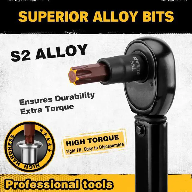 Alt view image 2 of 7 - 31-Piece Torx Bit Socket Set: Premium CR-V & S2 Alloy Steel, Star T8-T70 & E-Torx E4-E24, High Torque Laser Marked for Automotive Mechanic