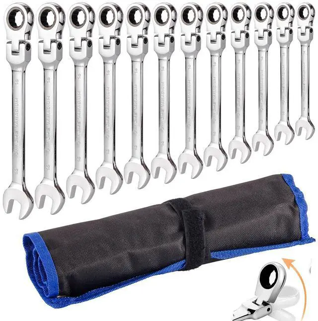 Main image of Flexible Ratchet Wrench Set 12pcs 8-19mm Spanner Gear Ring Ratcheting Combination Flexi Wrench Kit Metric Flex Head | Spanner Gear Ring Ratcheting Combination Flexi Wrench Kit Metric Flex Head
