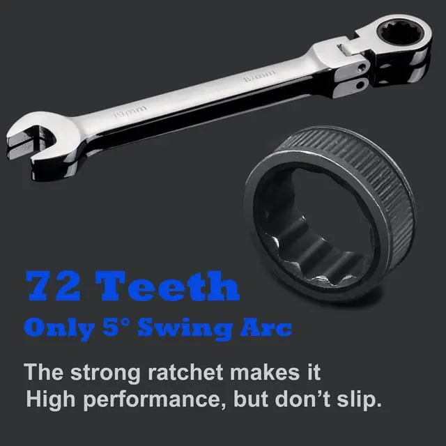 Alt view image 2 of 7 - Flexible Ratchet Wrench Set 12pcs 8-19mm Spanner Gear Ring Ratcheting Combination Flexi Wrench Kit Metric Flex Head | Spanner Gear Ring Ratcheting Combination Flexi Wrench Kit Metric Flex Head