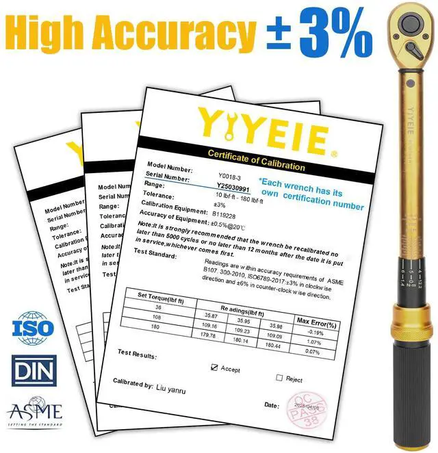 Alt view image 6 of 7 - 1/4 3/8 1/2-inch Drive Click Torque Wrench, 8Pcs Torque Wrench Set 10-230in.lb, 5-50ft.lb, 10-180ft.lb with Adapters, ±3% Accuracy, 72-Tooth Dual Scale Torque Wrenches for Bike, Moto, Car Repair