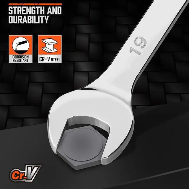 Alt view image 3 of 7 - 12-Piece Metric Wrench Set | Combination Wrench Set with Organizer | 12 Point | 8mm - 19mm | Chrome Vanadium Steel