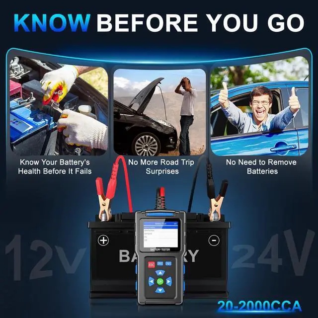Alt view image 6 of 7 - Battery Load Tester 12v Automotive, Car Battery Tester for 24V, BT300
