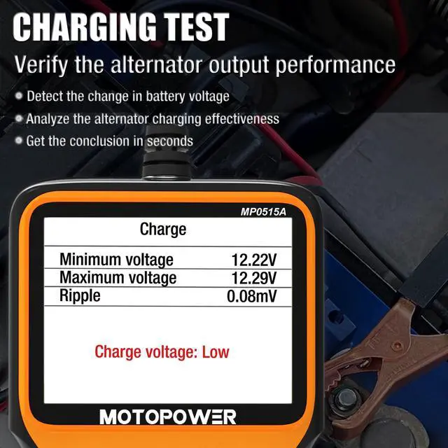 Alt view image 5 of 7 - MP0515A 12V Car Battery Tester Automotive 100-2000 CCA Battery Load Tester Auto Cranking and Charging System Tester