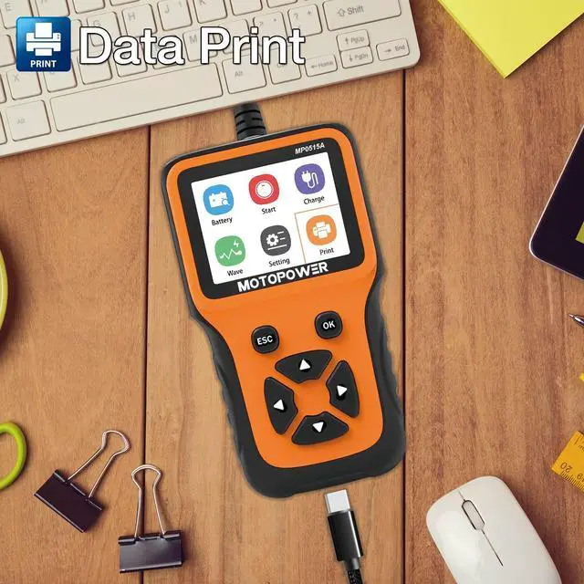 Alt view image 7 of 7 - MP0515A 12V Car Battery Tester Automotive 100-2000 CCA Battery Load Tester Auto Cranking and Charging System Tester