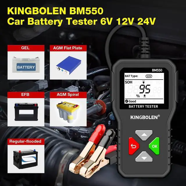 Alt view image 2 of 7 - BM550 6V 12V 24V Car Battery TesterAuto Battery Analyzer