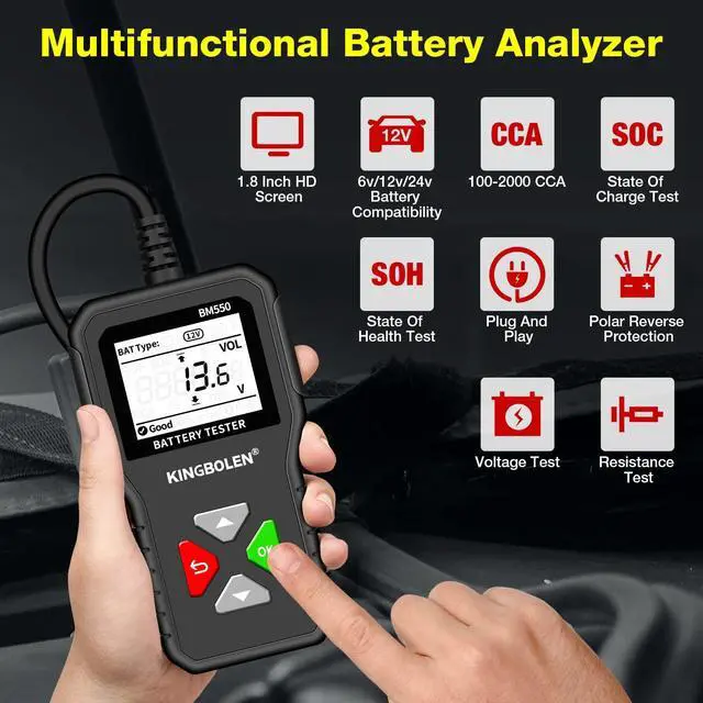 Alt view image 3 of 7 - BM550 6V 12V 24V Car Battery TesterAuto Battery Analyzer