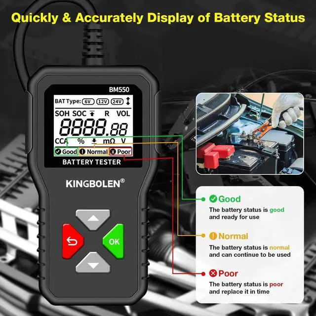 Alt view image 5 of 7 - BM550 6V 12V 24V Car Battery TesterAuto Battery Analyzer