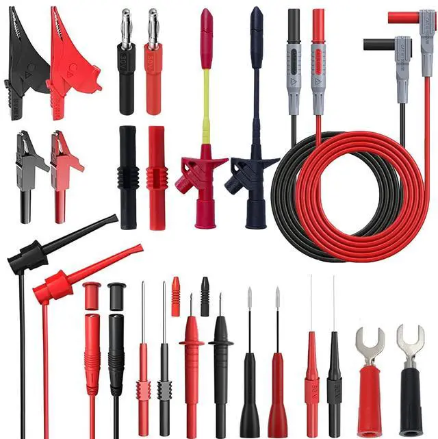 Main image of 24 Pcs Multimeter Test Leads Set with Alligator Clips, Insulation Piercing Test Clip and Test Probes 1000V 10A CAT III for Fluke, KAIWEETS, INNOVA Multimeter, Voltmeter, Clamp Meter