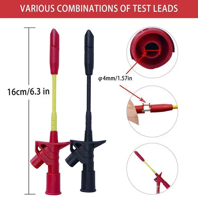 Alt view image 3 of 7 - 24 Pcs Multimeter Test Leads Set with Alligator Clips, Insulation Piercing Test Clip and Test Probes 1000V 10A CAT III for Fluke, KAIWEETS, INNOVA Multimeter, Voltmeter, Clamp Meter