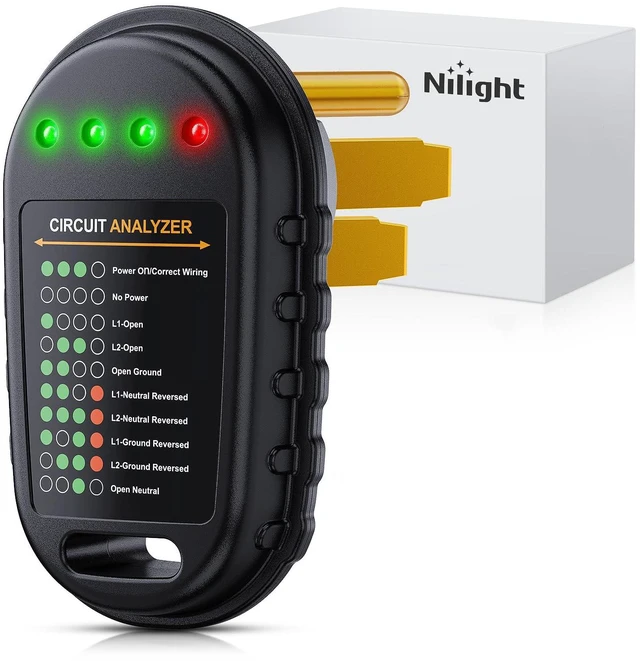Main image of 50 AMP RV Circuit Tester with LED Indicator Light | 125/250V Analyzer Plug Nema 14-50P ETL Listed Surge Protector for Camper Trailer