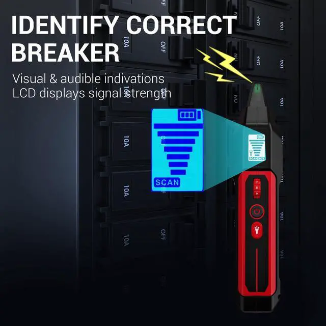 Alt view image 3 of 7 - Rechargeable Circuit Breaker Finder with LCD Display & GFCI Outlet Tester, NCV AC Electric Tester Circuit Tracer, Adjustable Sensitivity, Flashlight- NF-824