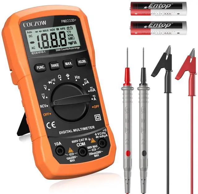 Main image of Digital Multimeter,Multimeter Tester, High Sensitivity Voltmeter Ammeter Ohmmeter NCV Circuit Checker Measures AC/DC Voltage,AC/DC Current, Resistance, Diodes, Continuity, Transistor (Black)