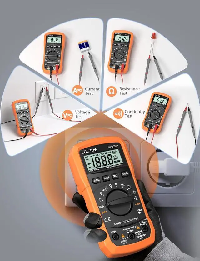 Alt view image 3 of 7 - Digital Multimeter,Multimeter Tester, High Sensitivity Voltmeter Ammeter Ohmmeter NCV Circuit Checker Measures AC/DC Voltage,AC/DC Current, Resistance, Diodes, Continuity, Transistor (Black)