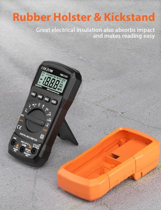 Alt view image 6 of 7 - Digital Multimeter,Multimeter Tester, High Sensitivity Voltmeter Ammeter Ohmmeter NCV Circuit Checker Measures AC/DC Voltage,AC/DC Current, Resistance, Diodes, Continuity, Transistor (Black)