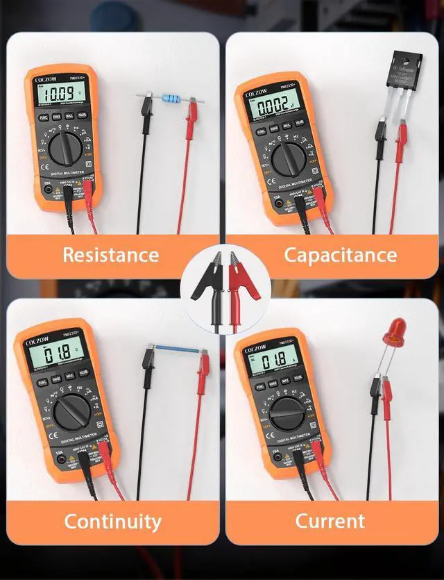Alt view image 7 of 7 - Digital Multimeter,Multimeter Tester, High Sensitivity Voltmeter Ammeter Ohmmeter NCV Circuit Checker Measures AC/DC Voltage,AC/DC Current, Resistance, Diodes, Continuity, Transistor (Black)