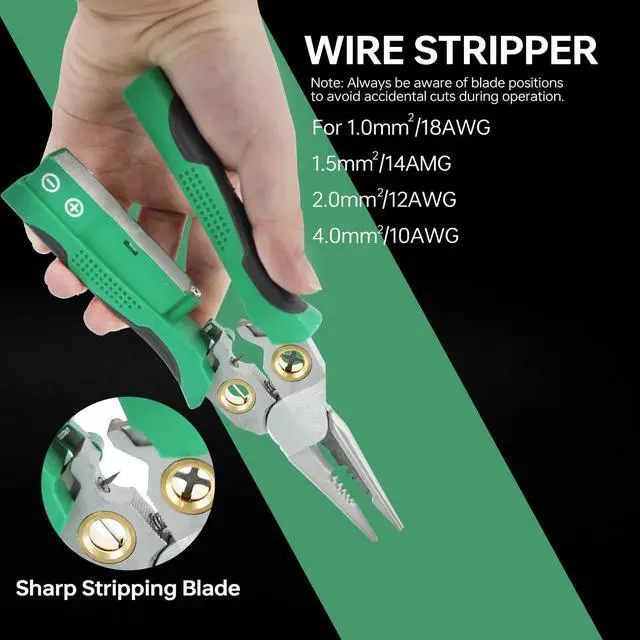 Alt view image 7 of 7 - 8 in 1 Wire Stripper with Voltage Tester, Wire Stripper Pliers Multi-Function Electrician Tool for Stripping Cutting Scraping Crimping Wires Car & Home Electrical Repair