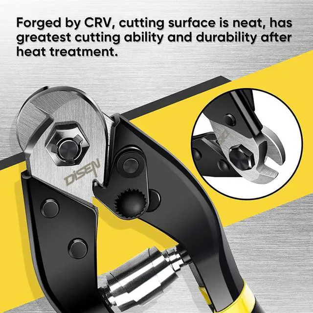 Alt view image 4 of 7 - Wire Cutters Heavy Duty Cutting Up to 3/16", Cable Cutters for Fence | Metal Cutters for Thick Wire, Chicken Coop, Safety Lock, Spring Loaded, Non-slip Matte Handle, Cr-V Steel, Yellow-Black 1