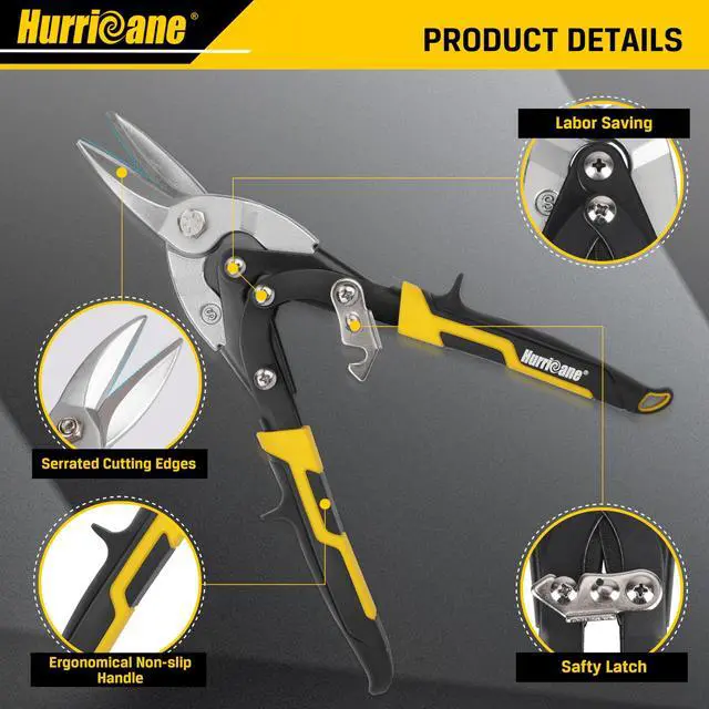 Alt view image 2 of 7 - 10 Inch Aviation Tin Snips, Cr-Mo Aviation Snips for Cutting Metal Sheet, Heavy Duty Sheet Metal Cutter Shear, Straight Cut, High Leverage Aviation Snip, Up to 40% Labor Saving