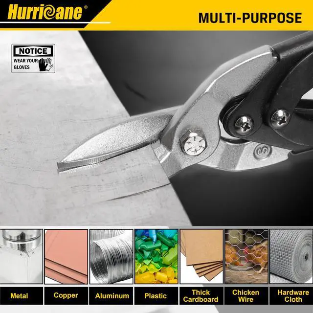 Alt view image 7 of 7 - 10 Inch Aviation Tin Snips, Cr-Mo Aviation Snips for Cutting Metal Sheet, Heavy Duty Sheet Metal Cutter Shear, Straight Cut, High Leverage Aviation Snip, Up to 40% Labor Saving