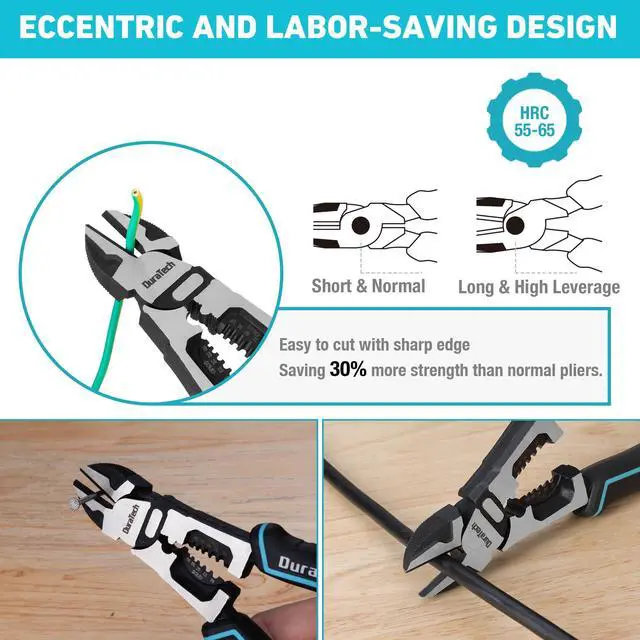 Alt view image 4 of 7 - 4-in-1 Diagonal Cutting Pliers, 8" Multifunction Heavy Duty Side-Cutting Pliers with Wire Stripper, Wire Cutters with Ergonomic Handle for Electricians and Homes