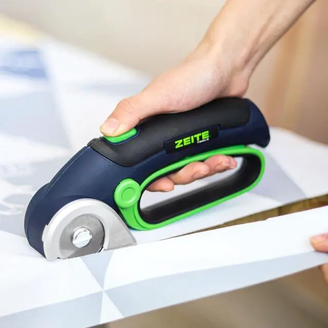 Alt view image 3 of 7 - 4V Cordless Electric Scissors,Cardboard Cutter with 2 Blades,Storage Box,USB Charging Cable,Power Rotary Cutter,Max Cutting 1/4",for Cardboard Box,Thin Carpet & Plastic, Easy to Hold and Safe