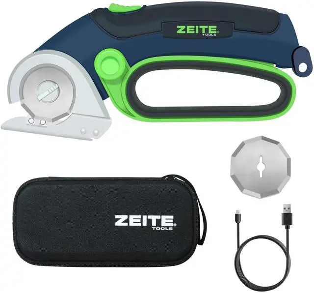 Main image of 4V Cordless Electric Scissors,Cardboard Cutter with 2 Blades,Storage Box,USB Charging Cable,Power Rotary Cutter,Max Cutting 1/4",for Cardboard Box,Thin Carpet & Plastic, Easy to Hold and Safe