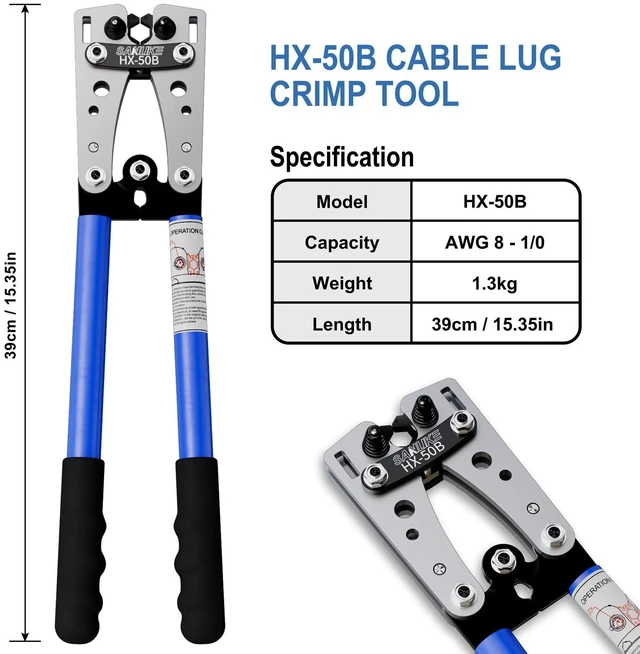 Alt view image 2 of 7 - Battery Cable Crimper Tool for AWG10-1/0, 78pcs Copper Lug Terminals Electrical Battery Crimping Tool AWG 10 8 6 4 2 1/0, 110pcs Heat Shrink Tubing, Wire Crimper Pliers for Marine/RV/Auto Wiring