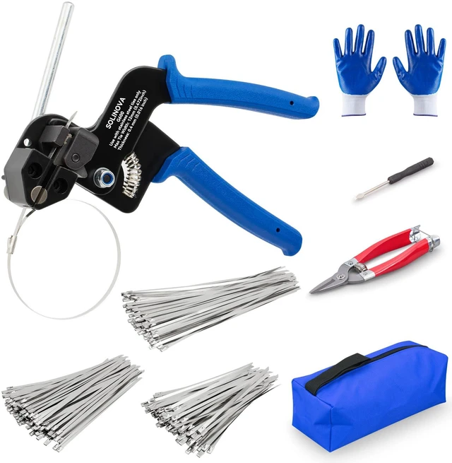 Main image of Stainless Steel Cable Tie Gun Metal Zip Cutter Heavy Duty Outdoor, 250PCS 304 Metal Zip Ties Adjustable Fastening Cutting Tie Tool Sets for Vehicles Exhaust Wrap Wire Fence Chicken Coop