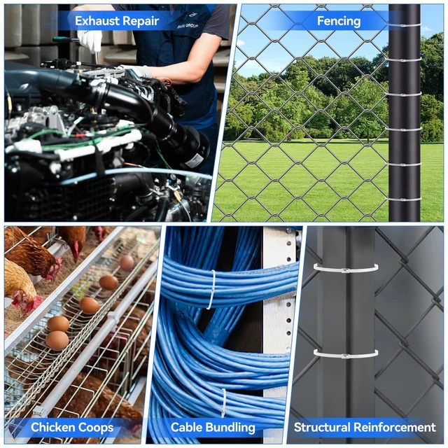 Alt view image 4 of 7 - Stainless Steel Cable Tie Gun Metal Zip Cutter Heavy Duty Outdoor, 250PCS 304 Metal Zip Ties Adjustable Fastening Cutting Tie Tool Sets for Vehicles Exhaust Wrap Wire Fence Chicken Coop