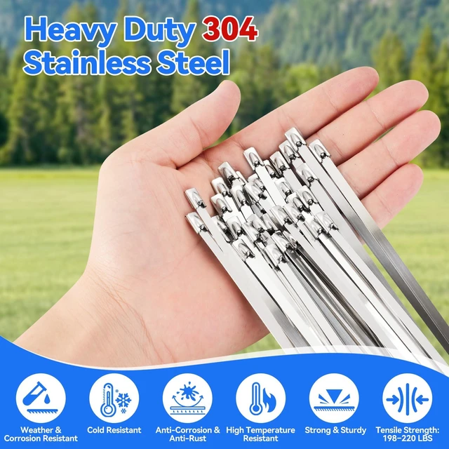 Alt view image 7 of 7 - Stainless Steel Cable Tie Gun Metal Zip Cutter Heavy Duty Outdoor, 250PCS 304 Metal Zip Ties Adjustable Fastening Cutting Tie Tool Sets for Vehicles Exhaust Wrap Wire Fence Chicken Coop