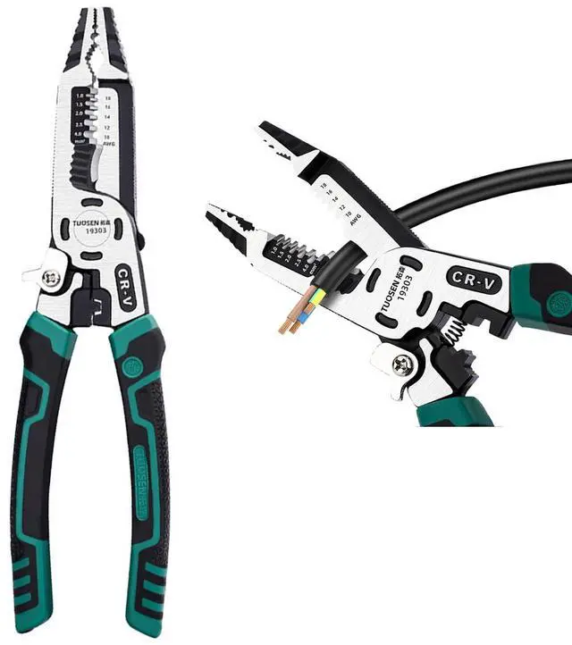 Main image of 10-in-1 Wire Stripper Tool,Wire Strippers,Cable Cutters,CR-V Multifunctional Plier with Wire Stripper Crimper Side Cutter, Shearing,Screw Gripping Pliers for Electric Cable