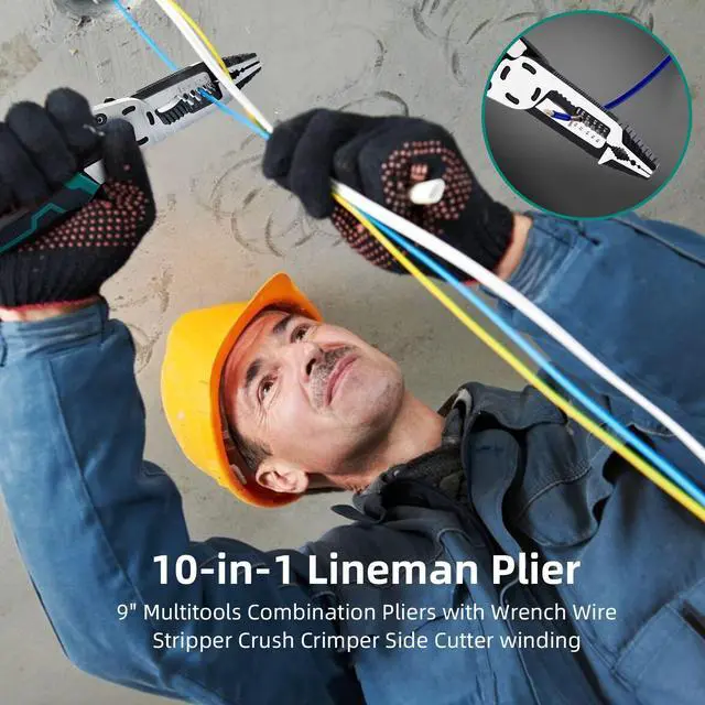 Alt view image 5 of 7 - 10-in-1 Wire Stripper Tool,Wire Strippers,Cable Cutters,CR-V Multifunctional Plier with Wire Stripper Crimper Side Cutter, Shearing,Screw Gripping Pliers for Electric Cable