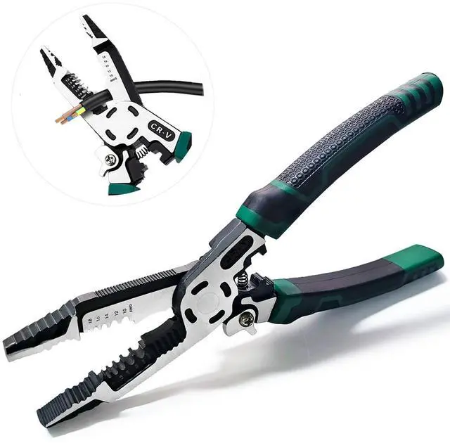 Alt view image 7 of 7 - 10-in-1 Wire Stripper Tool,Wire Strippers,Cable Cutters,CR-V Multifunctional Plier with Wire Stripper Crimper Side Cutter, Shearing,Screw Gripping Pliers for Electric Cable