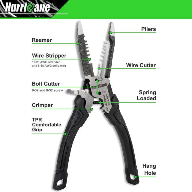 Alt view image 2 of 6 - 6-in-1 Wire Stripper, Crimping Tool, Wire Cutter Stripping Tool, Multifunctional Electrical Pliers for Cable Stripper, Wire Crimper(8-18 AWG Solid, 10-20 AWG Stranded)