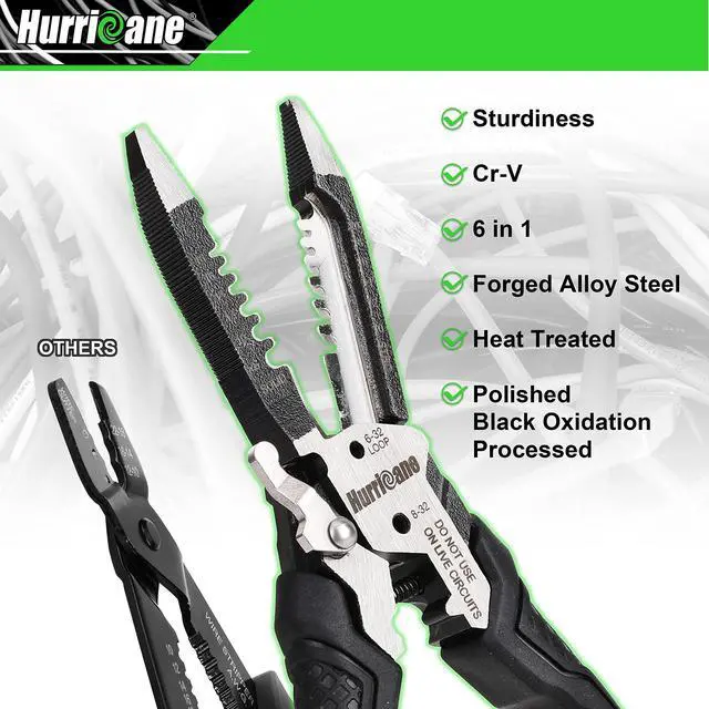 Alt view image 3 of 6 - 6-in-1 Wire Stripper, Crimping Tool, Wire Cutter Stripping Tool, Multifunctional Electrical Pliers for Cable Stripper, Wire Crimper(8-18 AWG Solid, 10-20 AWG Stranded)