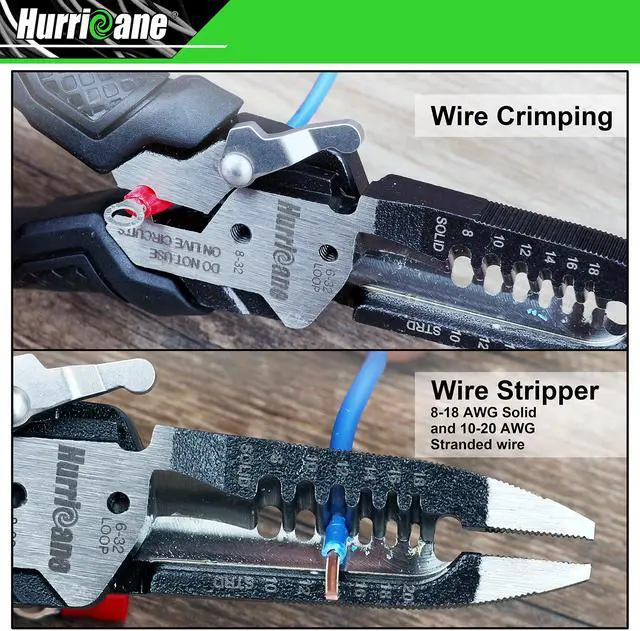 Alt view image 5 of 6 - 6-in-1 Wire Stripper, Crimping Tool, Wire Cutter Stripping Tool, Multifunctional Electrical Pliers for Cable Stripper, Wire Crimper(8-18 AWG Solid, 10-20 AWG Stranded)