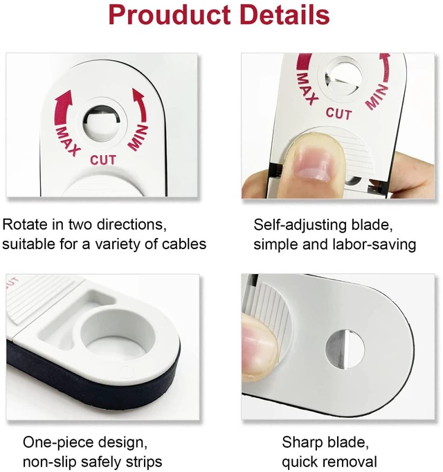 Alt view image 4 of 7 - Universal Network Wire Stripping Tool for Cat5e, Cat 6, Cat 6a, Cat7, Cat 8 - Professional Coaxial Cable Stripper, And Cutters - Utp, Stp, Sftp Pocket Cable Stripper ToolWhite