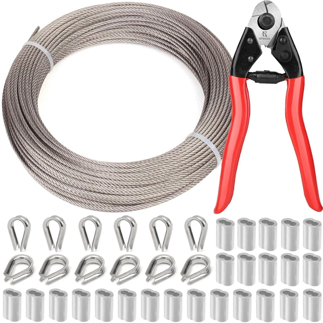 Main image of 1/8" Wire Rope | 165FT Stainless Steel Cable with Cable Cutter | 7x7 Strand Core for Railing, Hanging, Garden Wire