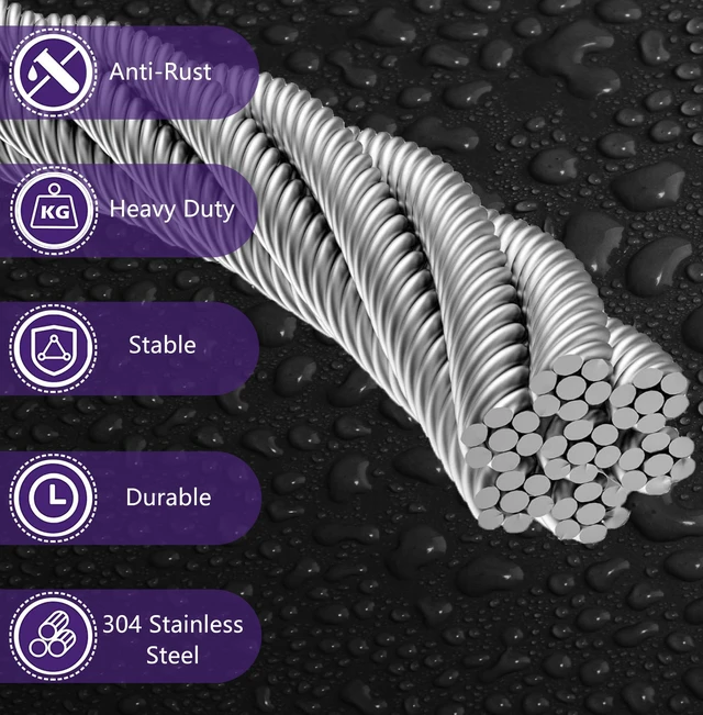 Alt view image 2 of 7 - 1/8" Wire Rope | 165FT Stainless Steel Cable with Cable Cutter | 7x7 Strand Core for Railing, Hanging, Garden Wire