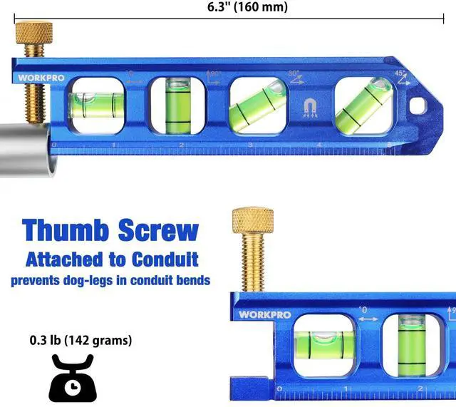 Alt view image 2 of 7 - 6.3 Inch Magnetic Torpedo Level, Bubble Level Tool, Aluminium Alloy | Bubble Vials for 0°/90°/30°/45° Measurements, Aluminum Alloy Construction