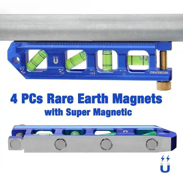 Alt view image 3 of 7 - 6.3 Inch Magnetic Torpedo Level, Bubble Level Tool, Aluminium Alloy | Bubble Vials for 0°/90°/30°/45° Measurements, Aluminum Alloy Construction