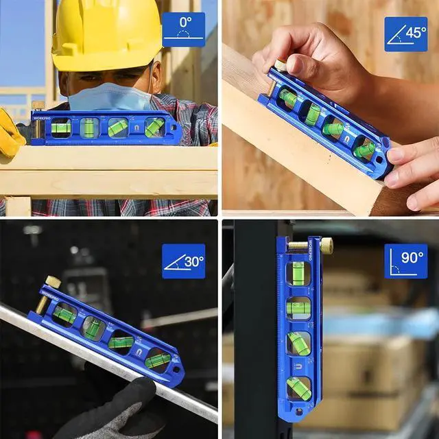 Alt view image 7 of 7 - 6.3 Inch Magnetic Torpedo Level, Bubble Level Tool, Aluminium Alloy | Bubble Vials for 0°/90°/30°/45° Measurements, Aluminum Alloy Construction