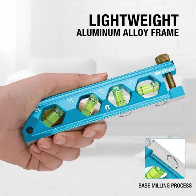 Alt view image 6 of 7 - 6.25-Inch Level, Magnetic Torpedo Level with 0°/30°/45°/90° Bubbles, V-Groove, Large Viewing Window, Aluminum Alloy Body, Hanging Hole, SAE and Metric Scale for DIY Projects and Household Use