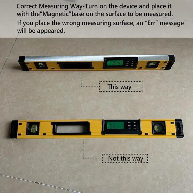 Alt view image 3 of 6 - 24-Inch Digital Torpedo Level and Protractor | Neodymium Magnets | Bright LCD Display | IP54 Dust/Water Resistant smart level with Carrying Bag