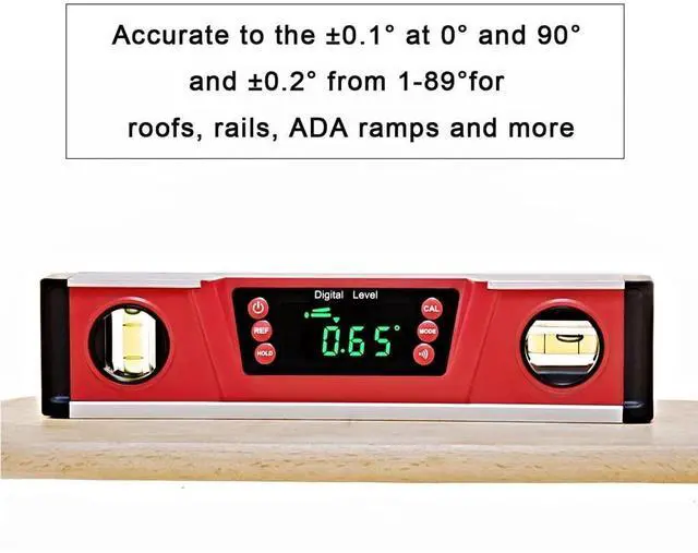 Alt view image 5 of 6 - 10-Inch Digital Torpedo Level and Protractor | Neodymium Magnets | Bright LED Display | V-GROOVE MAGNETIC BASE | IP54 Dust/Water Resistant smart level with Carrying Bag