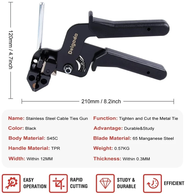 Alt view image 2 of 6 - Metal Cable Tie Gun, Heavy Duty Stainless Steel Zip Ties Tool Cutter, Tightening Cutting Outdoor Chain Link Fence Ties