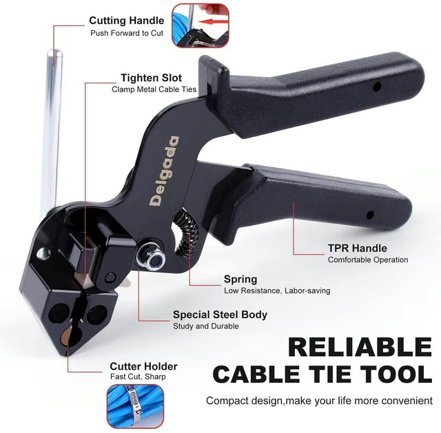 Alt view image 3 of 6 - Metal Cable Tie Gun, Heavy Duty Stainless Steel Zip Ties Tool Cutter, Tightening Cutting Outdoor Chain Link Fence Ties