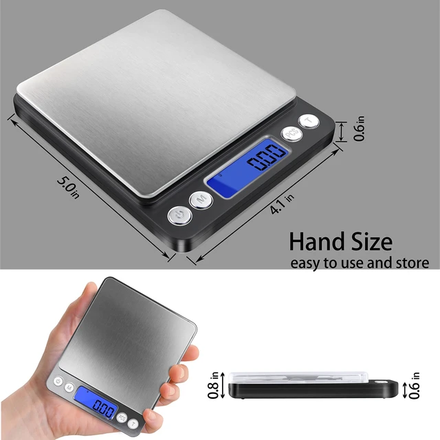Alt view image 3 of 7 - Digital Gram Scale .01 Gram Accuracy, 500g Digital Jewelry Scale | Small Kitchen Food Scale with 2 Trays for Powder, Coffee, Gold, Coin, Small Reptile - Weight Gram and Oz