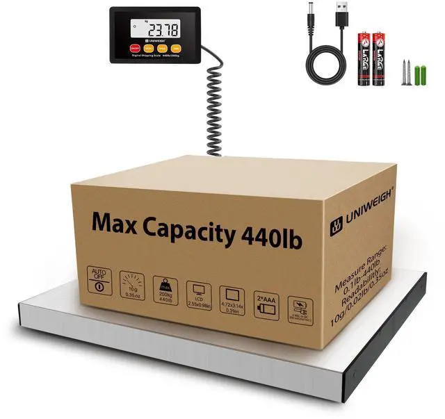 Main image of Digital Postal Scale,440lb x 10g Accuracy Shipping Scale,Stainless Steel Platforms,Heavy Duty Scale with LCD/Hold/Tare Functions,Postage Scale for Packages,Luggage Scale,Battery&USB Included